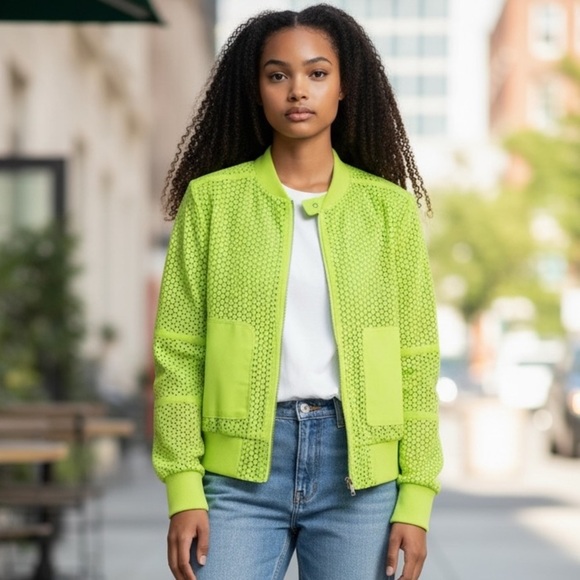 Kenneth Cole Jackets & Blazers - EUC Kenneth Cole NY Moto Neon Jacket